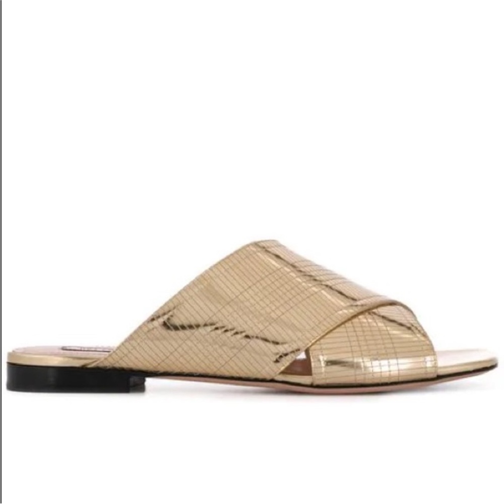 Bally Evoria gold slides size 40
